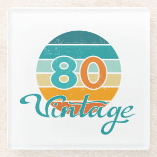 Dessous-de-verre En Verre Coucher de soleil rétro 80 Vintage en détresse