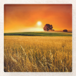 Dessous-de-verre En Verre Coucher du soleil rouge sang