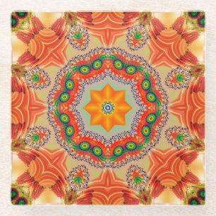 Dessous-de-verre En Verre Couleurs d'énergie vibrantes : design mandala.
