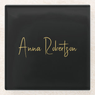 Dessous-de-verre En Verre Couleurs d'or Noir Calligraphie professionnelle te