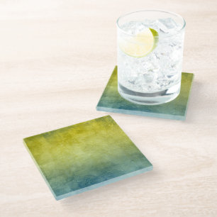Dessous-de-verre En Verre Couleurs Grunge - Jaune & Bleu