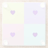 Dessous-de-verre En Verre Couleurs pastel & coeurs violets battre (Dos)