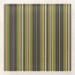 Dessous-de-verre En Verre Couleurs terreuses Tirages de jupe letton traditio<br><div class="desc">Ce design s'inspire des couleurs de terre des bandes de jupes traditionnelles lettonne dans les tons vert mousse et brun terre</div>