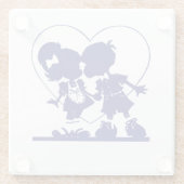 Dessous-de-verre En Verre Couple adorable en Love (Dos)