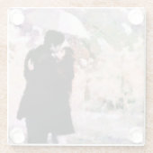 Dessous-de-verre En Verre Couple en amour S'embrasser dans la pluie Art Abst (Dos)