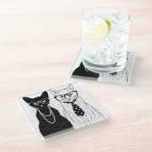 Dessous-de-verre En Verre Couples de chat (Incliné)