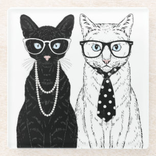Dessous-de-verre En Verre Couples de chat