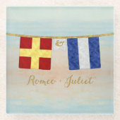 Dessous-de-verre En Verre Couples Monogramme Signal Maritime Drapeaux Aquare (Devant)