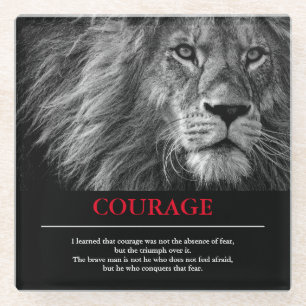 Dessous-de-verre En Verre Courage Lion Motivationnel Inspiration