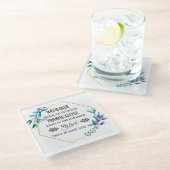 Dessous-de-verre En Verre Couronne florale bleue chrétienne (Incliné)