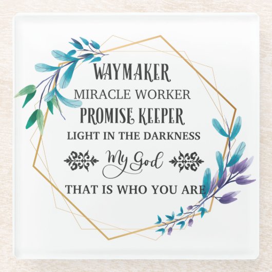 Dessous-de-verre En Verre Couronne florale bleue chrétienne (Devant)