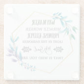 Dessous-de-verre En Verre Couronne florale bleue chrétienne (Dos)