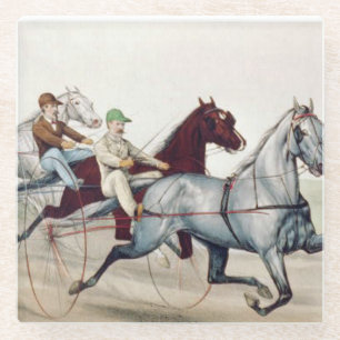 Dessous-de-verre En Verre Course d'attelages SUPÉRIEURE