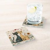 Dessous-de-verre En Verre Cozy Cats (Incliné)