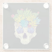 Dessous-de-verre En Verre Crâne avec cristaux et succulents (Dos)