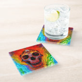 Dessous-de-verre En Verre Crâne couleur (Incliné)