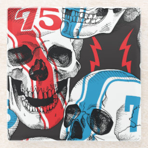 Dessous-de-verre En Verre Crâne de course : Rébellion Vintage sans couture.