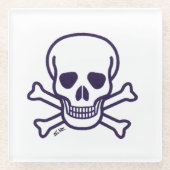 Dessous-de-verre En Verre Crâne n Os dessous de verre en verre transparent (Devant)