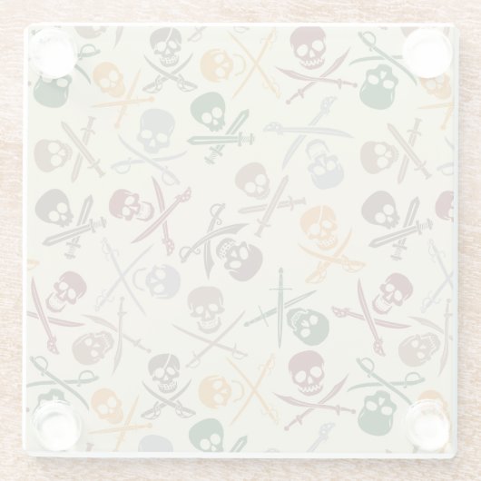 Dessous-de-verre En Verre Crânes de pirate avec les épées croisées (Dos)