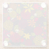 Dessous-de-verre En Verre Crânes et fleurs (Dos)