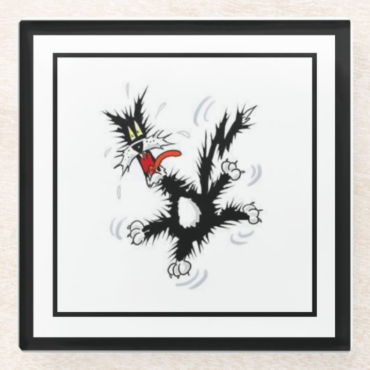 Dessous-de-verre En Verre Crazy Cat (Devant)