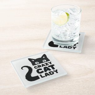 Dessous-de-verre En Verre Crazy Cat Lady Glass Dessous de verre