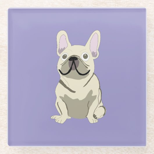 Dessous-de-verre En Verre Cream French Bulldog,  (Devant)