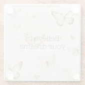 Dessous-de-verre En Verre Cream Hearts Butterflies  (Dos)