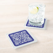 Dessous-de-verre En Verre Créer un code QR analysable | Bleu foncé modifiabl (Incliné)