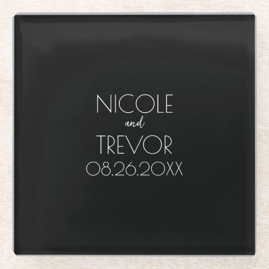 Dessous-de-verre En Verre Créer votre propre - Noir (Devant)