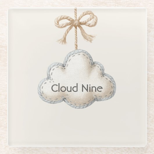 Dessous-de-verre En Verre Crème Bleu Cloud Nine (Devant)