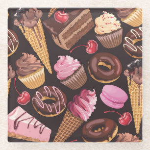 Dessous-de-verre En Verre Crème glacée, gâteau, gâteaux et gâteaux au fromag