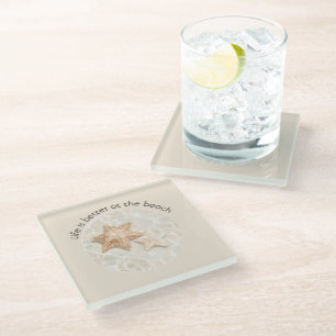 Dessous-de-verre En Verre Crème La vie est meilleure à la plage Étoile de me