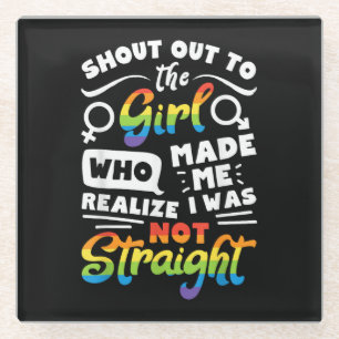 Dessous-de-verre En Verre Cri à la fille Fierté lesbienne LGBT T Shirt G