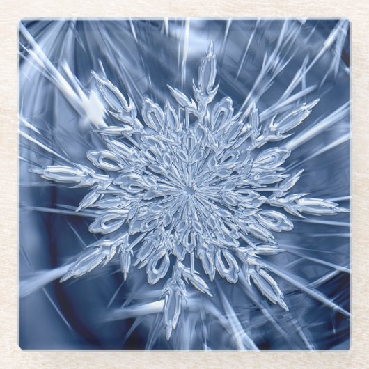 Dessous-de-verre En Verre Cristal de glace de Snowflake (Devant)