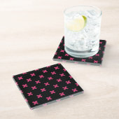 Dessous-de-verre En Verre Crochis Fuchsia sur noir (Incliné)