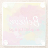 Dessous-de-verre En Verre Croire en les bonnes choses Quote d'aquarelle posi (Dos)