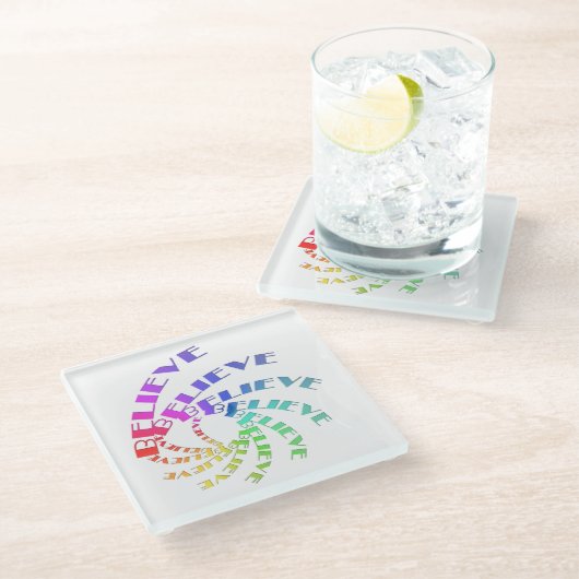 Dessous-de-verre En Verre CROIRE Motivation inspirante Mots texte (Incliné)