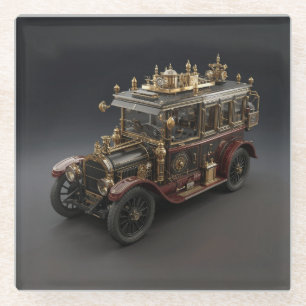Dessous-de-verre En Verre Croiseur de police rétro Steampunk