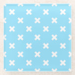 Dessous-de-verre En Verre Croix blanche sur le bleu bébé<br><div class="desc">Croix blanche sur le bleu bébé</div>