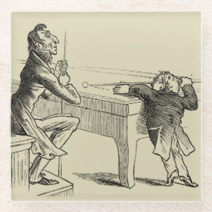 Dessous-de-verre En Verre Croquis au crayon de deux hommes jouant au billard