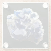 Dessous-de-verre En Verre Crystal Fluorite Bleu Profond & Calcite Flake (Dos)