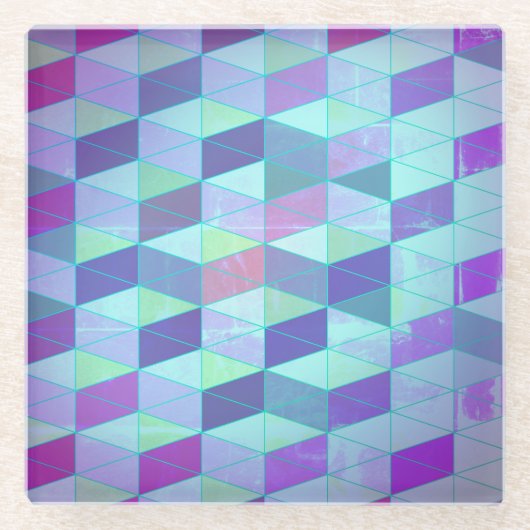 Dessous-de-verre En Verre Cubes en triangles Motif géométrique (Devant)