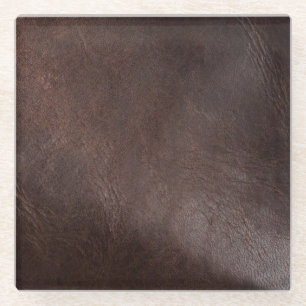 Dessous-de-verre En Verre Cuir marron – Design minimaliste