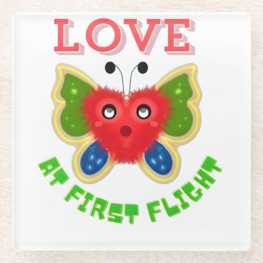 Dessous-de-verre En Verre Custom Fuzzy Heart Butterfly Gift (Devant)