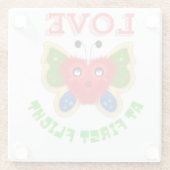 Dessous-de-verre En Verre Custom Fuzzy Heart Butterfly Gift (Dos)