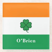 Dessous-de-verre En Verre Custom Irish Flag with Last Name (Devant)