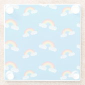 Dessous-de-verre En Verre Cute arc-en-ciel avec Motif nuages (Dos)