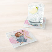 Dessous-de-verre En Verre Cute Blue Fairy Holding Star Wand (Incliné)