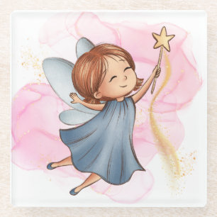 Dessous-de-verre En Verre Cute Blue Fairy Holding Star Wand
